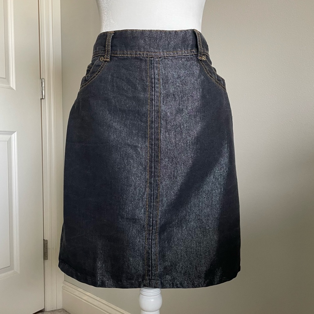 Shiny Denim Pencil Skirt, Classic Wardrobe, Capsule Skirt, Jean Skirt, 8